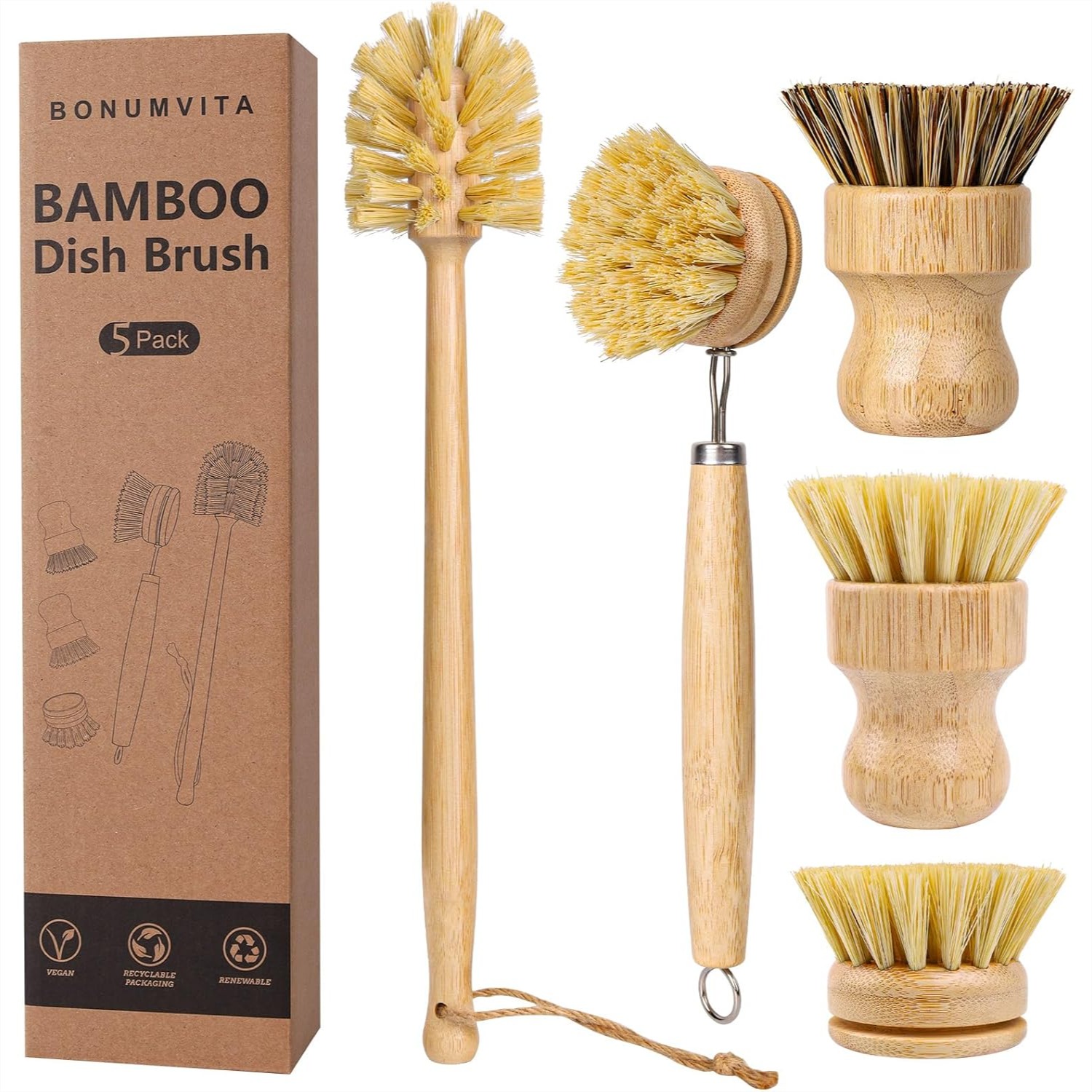 5 Pack Bamboo Dish Brush Set w - Dish Brush Bamboo 리뷰 및 가격