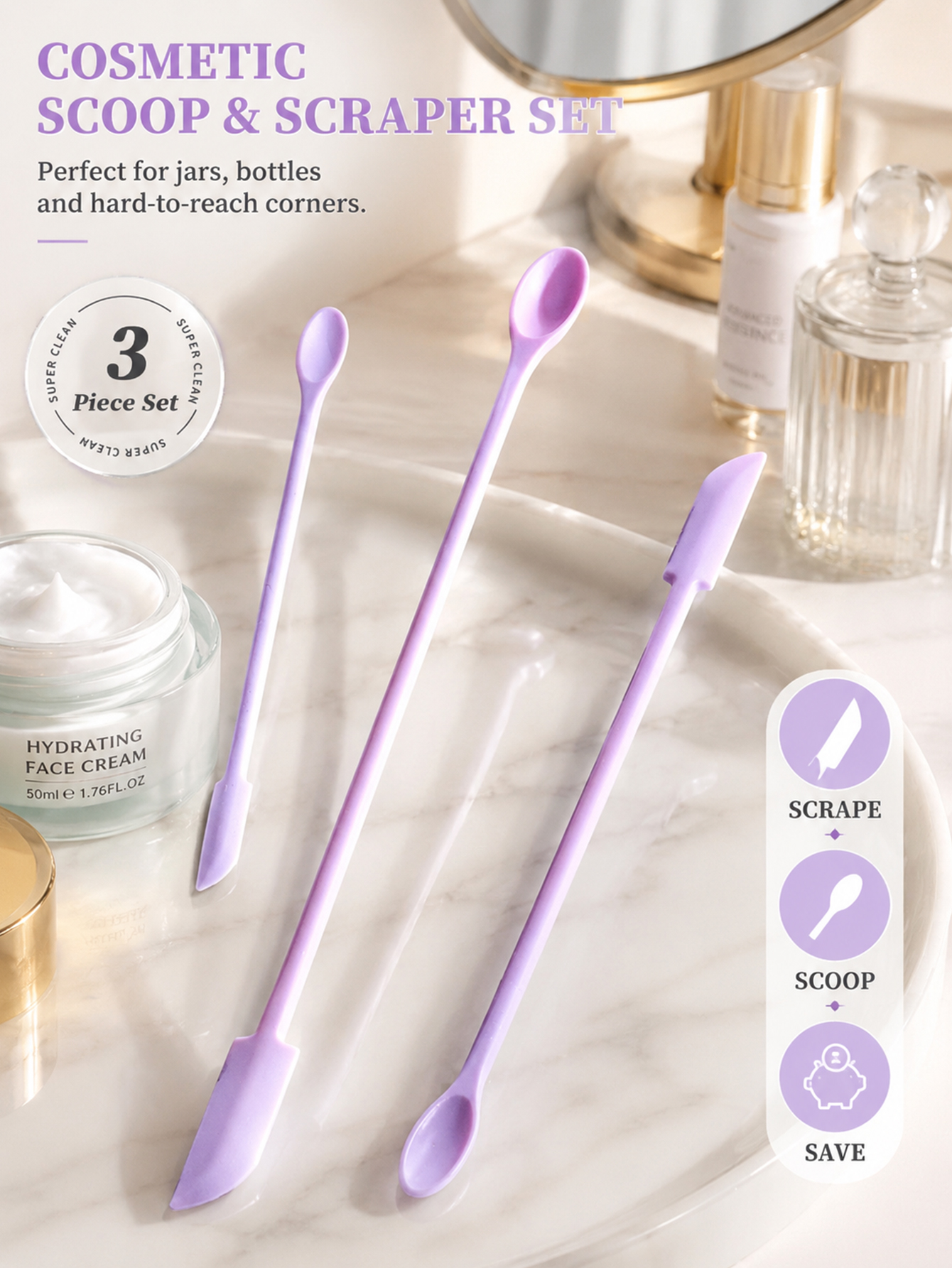 3Pcs Makeup Spatula Set Double - Zero Waste Kit Travel 리뷰 및 가격