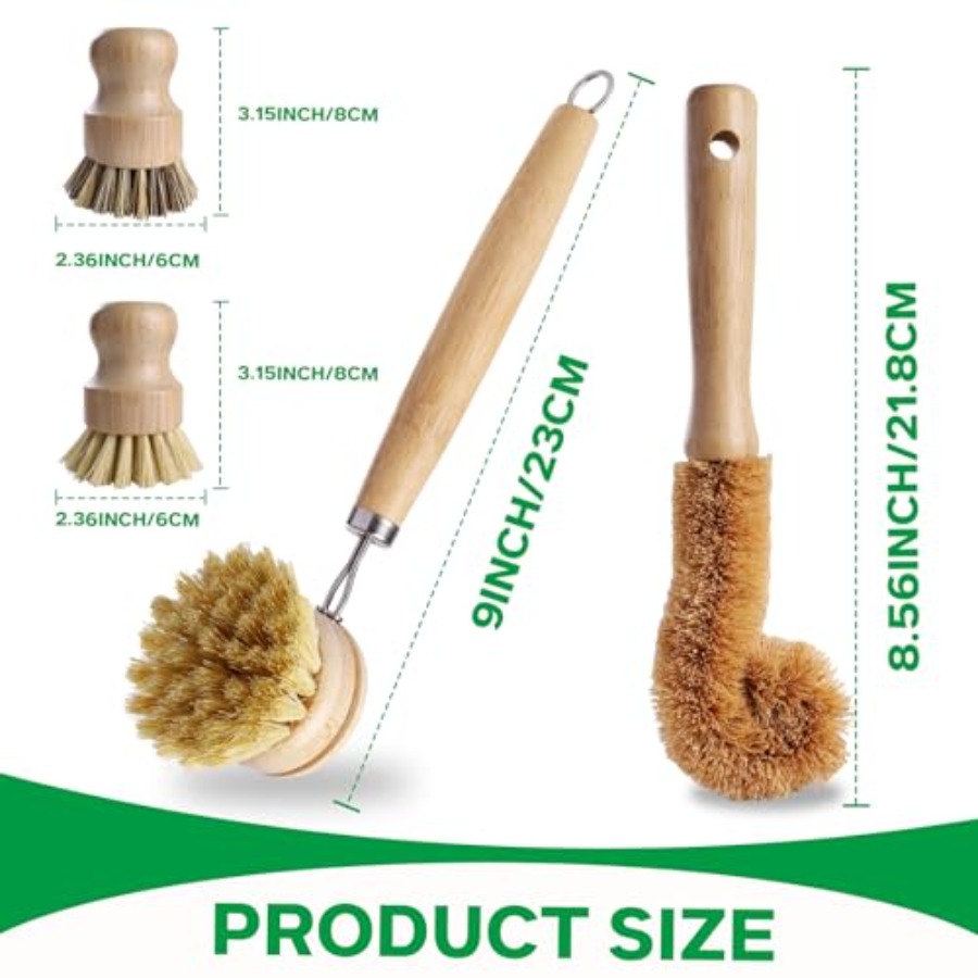 Bamboo Dish Brush Set - 5 Pack - Dish Brush Bamboo 리뷰 및 가격