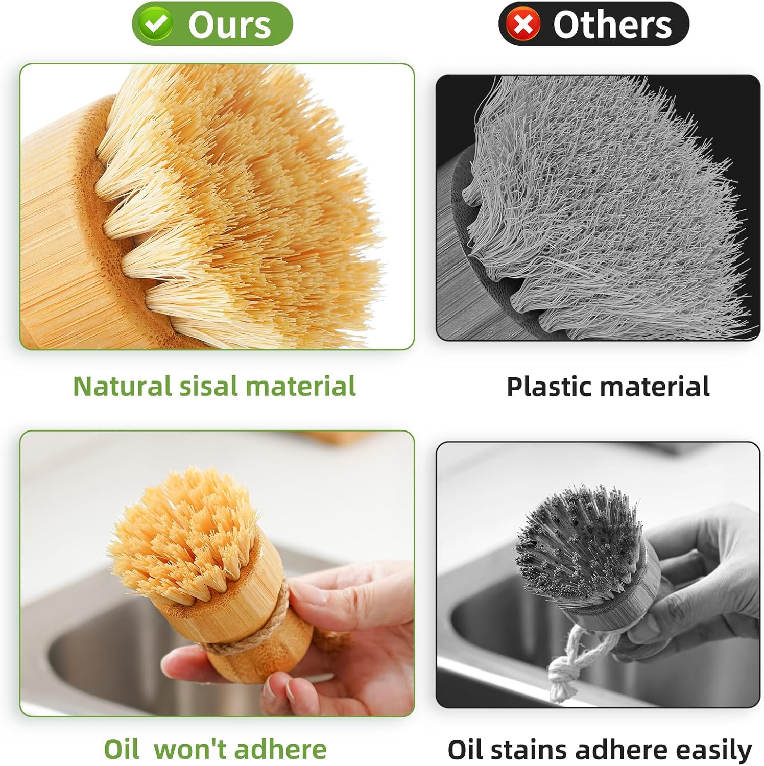 Bamboo Dish Scrub Brushes Set  - Dish Brush Bamboo 리뷰 및 가격