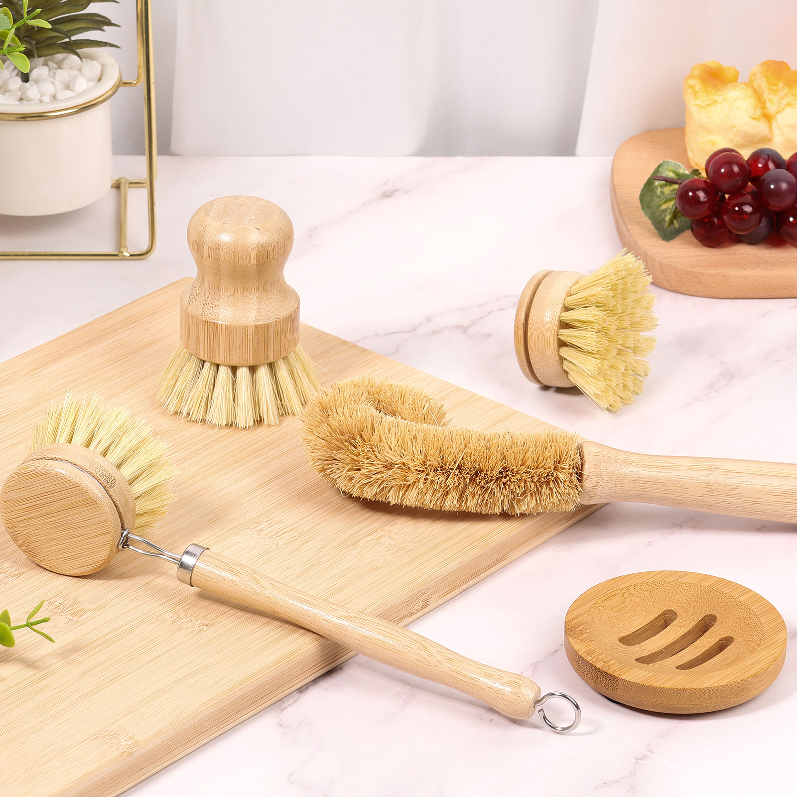 5Pcs Bamboo Dish Brush Set Pot - Dish Brush Bamboo 리뷰 및 가격