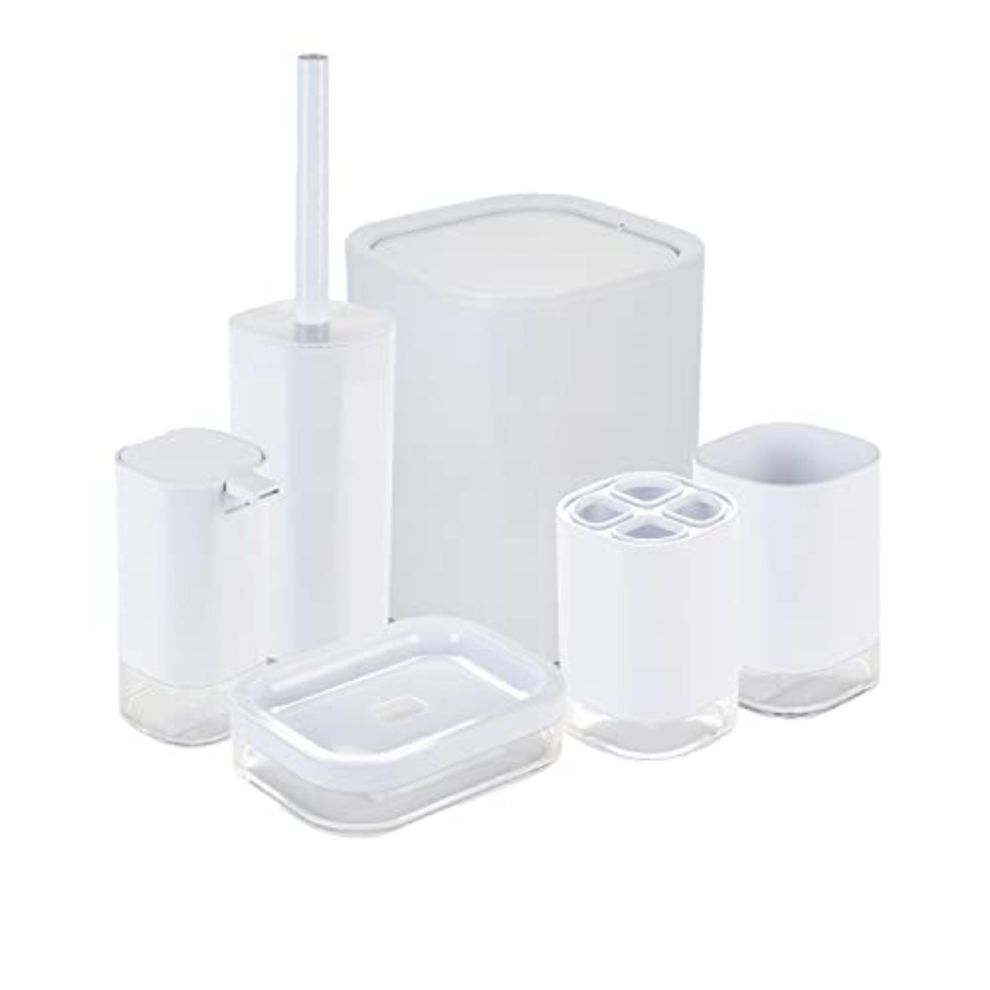 6 Pcs Acrylic Bathroom Set Toi - Dish Brush Bamboo 리뷰 및 가격
